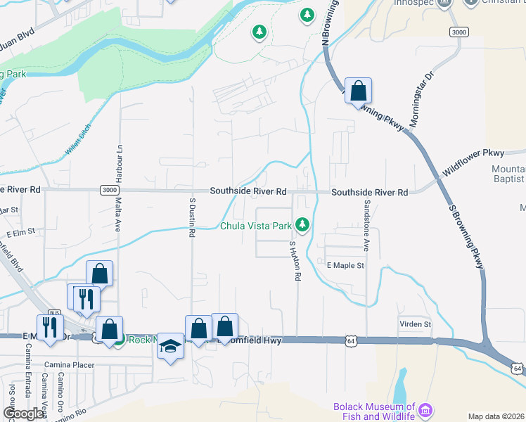 map of restaurants, bars, coffee shops, grocery stores, and more near 2800 East Cedar Street in Farmington