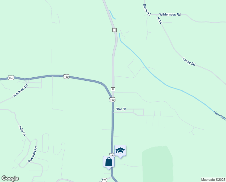 map of restaurants, bars, coffee shops, grocery stores, and more near 160 State Highway H in Forsyth
