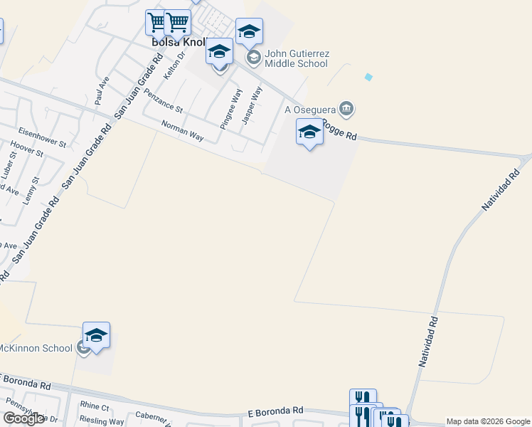 map of restaurants, bars, coffee shops, grocery stores, and more near 13035 Jade Circle in Salinas