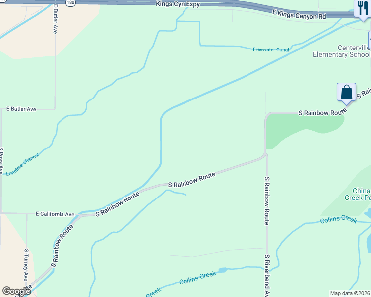 map of restaurants, bars, coffee shops, grocery stores, and more near 841 South Rainbow Route in Sanger