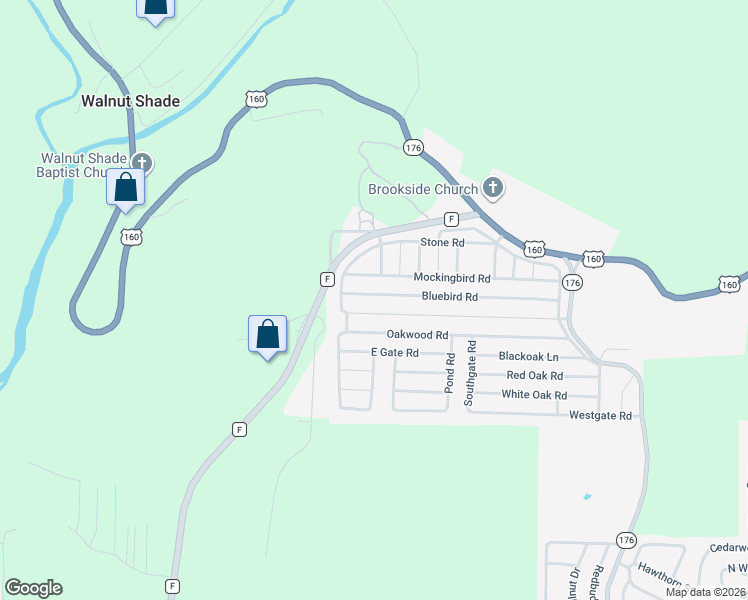 map of restaurants, bars, coffee shops, grocery stores, and more near 3017 Bluebird Road in Merriam Woods