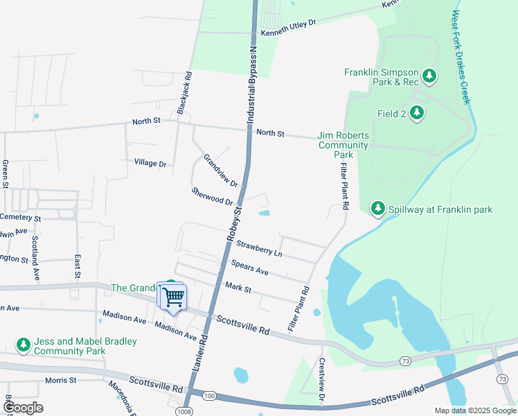 map of restaurants, bars, coffee shops, grocery stores, and more near 418-498 Robey Street in Franklin