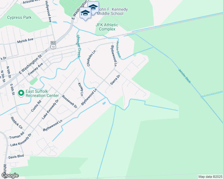 map of restaurants, bars, coffee shops, grocery stores, and more near 709 Bond Lane in Suffolk