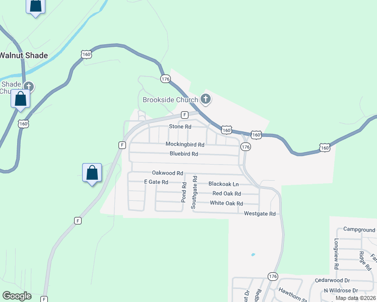 map of restaurants, bars, coffee shops, grocery stores, and more near 3045 Bluebird Road in Merriam Woods