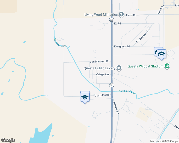map of restaurants, bars, coffee shops, grocery stores, and more near 10 Shirley Drive in Questa