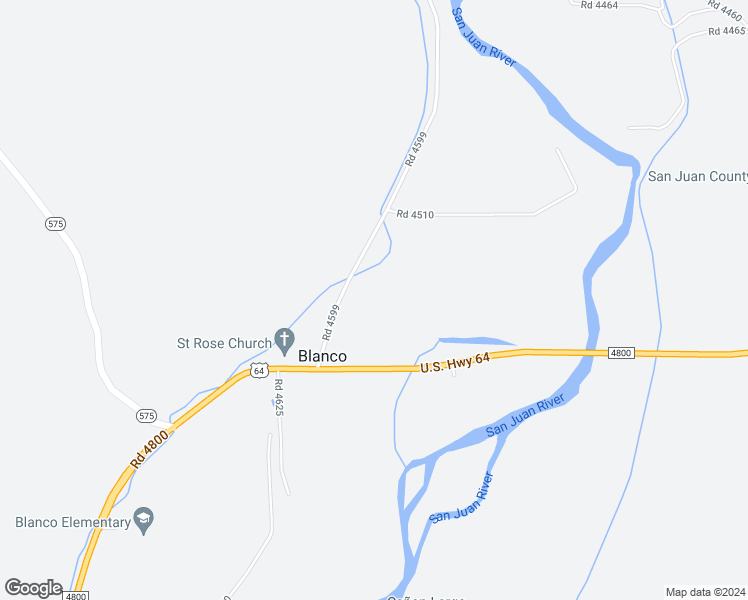 map of restaurants, bars, coffee shops, grocery stores, and more near 22 Road 4599 in Blanco