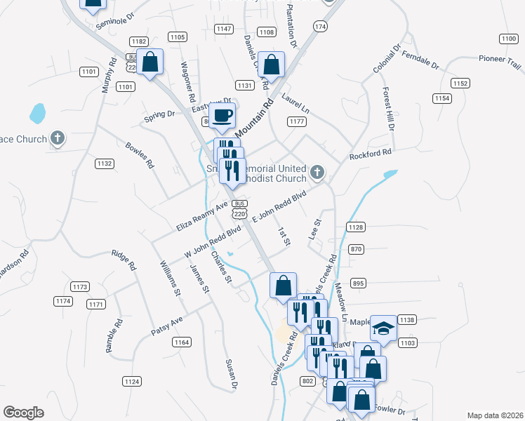 map of restaurants, bars, coffee shops, grocery stores, and more near 232 West John Redd Boulevard in Collinsville