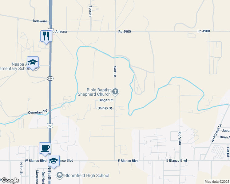 map of restaurants, bars, coffee shops, grocery stores, and more near Saiz & Saiz Ln in Bloomfield