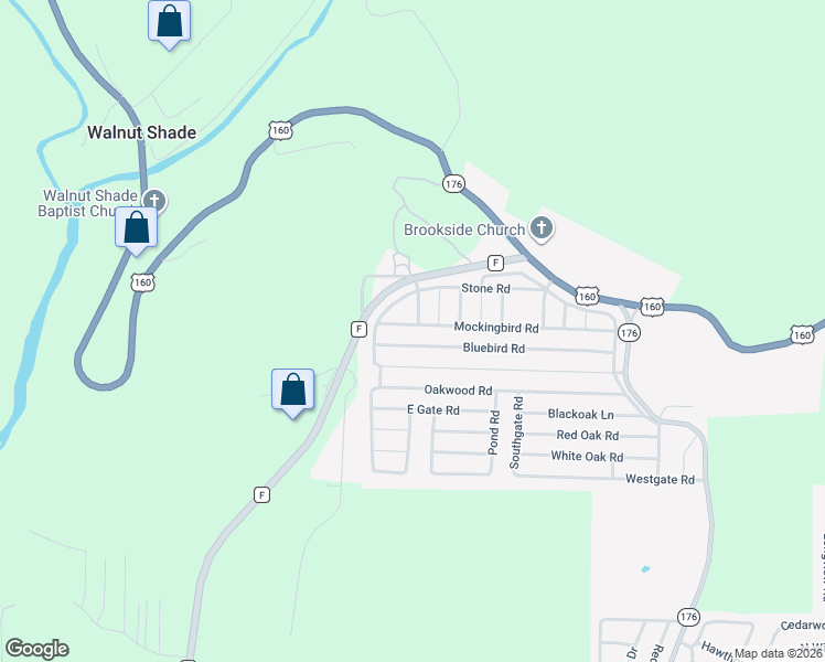 map of restaurants, bars, coffee shops, grocery stores, and more near 3017 Bluebird Road in Merriam Woods