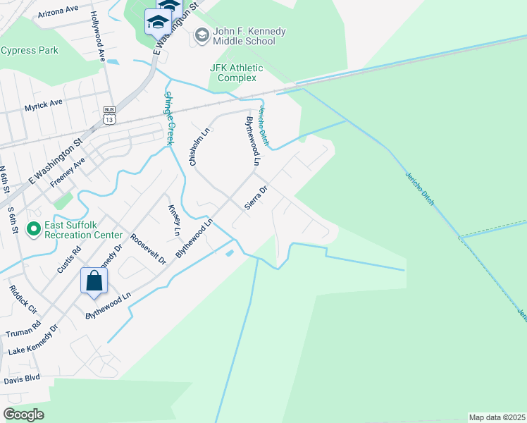 map of restaurants, bars, coffee shops, grocery stores, and more near 711 Remus Lane in Suffolk