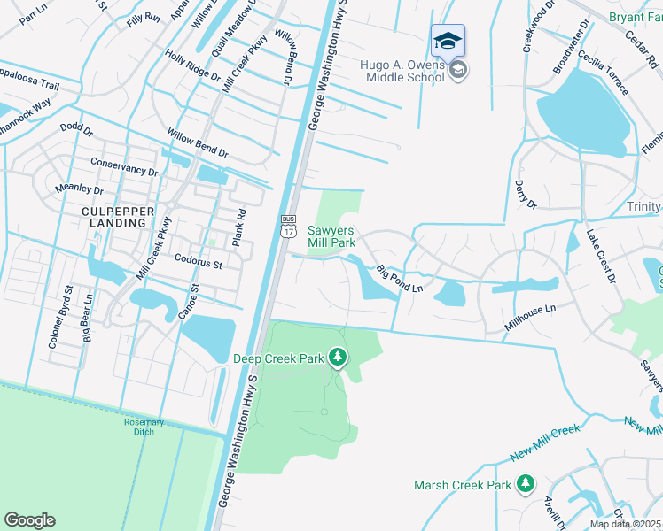 map of restaurants, bars, coffee shops, grocery stores, and more near 405 Lodge Cove in Chesapeake