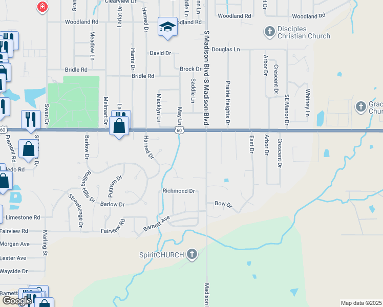 map of restaurants, bars, coffee shops, grocery stores, and more near 5233 Nowata Road in Bartlesville