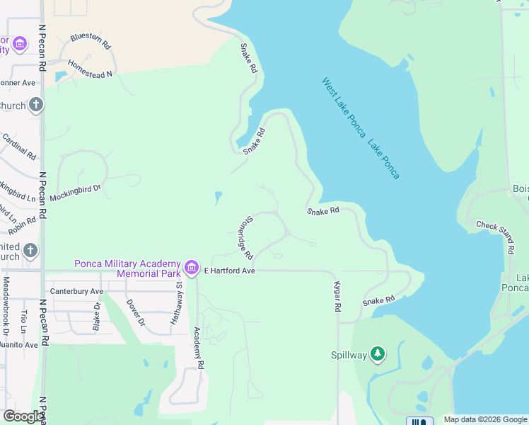 map of restaurants, bars, coffee shops, grocery stores, and more near 72 Stoneridge Road in Ponca City