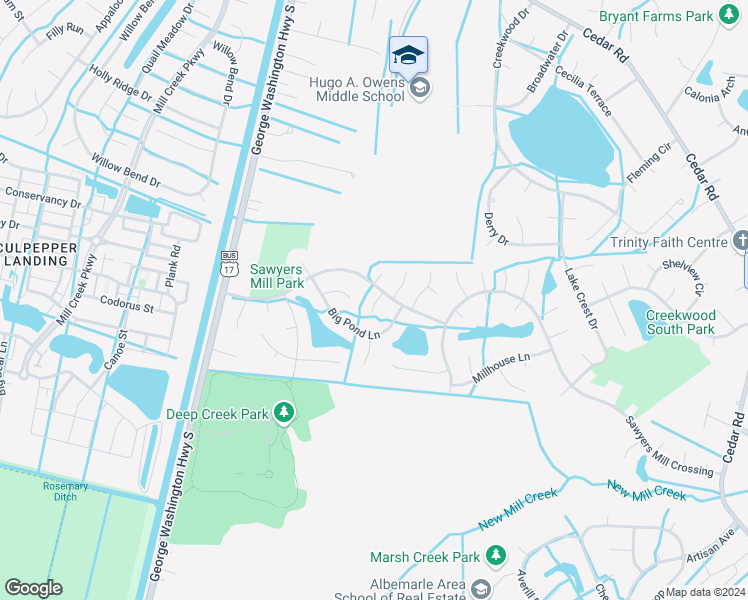 map of restaurants, bars, coffee shops, grocery stores, and more near 408 Nicked Pin Place in Chesapeake