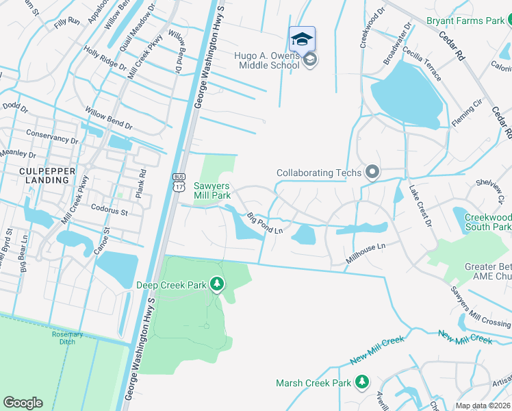 map of restaurants, bars, coffee shops, grocery stores, and more near 2735 Sawyers Arch in Chesapeake