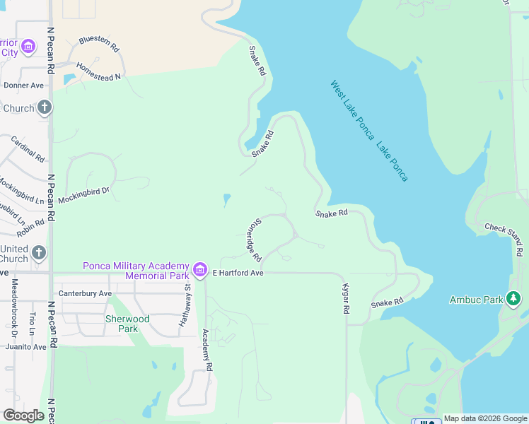 map of restaurants, bars, coffee shops, grocery stores, and more near 67 Stoneridge Road in Ponca City