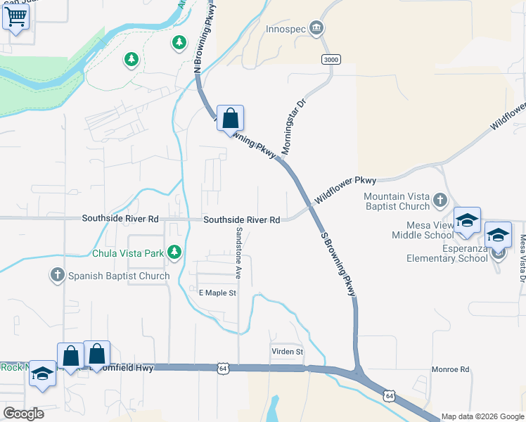map of restaurants, bars, coffee shops, grocery stores, and more near 3204 Southside River Road in Farmington