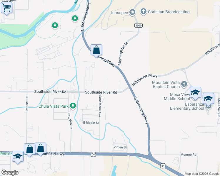 map of restaurants, bars, coffee shops, grocery stores, and more near 3204 Southside River Road in Farmington