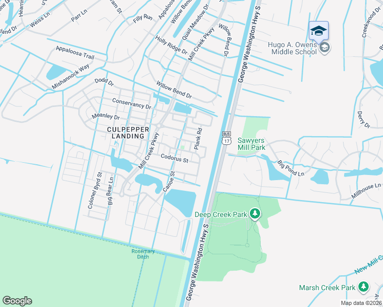 map of restaurants, bars, coffee shops, grocery stores, and more near 600 Muscadine Drive in Chesapeake