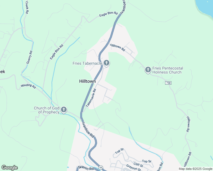 map of restaurants, bars, coffee shops, grocery stores, and more near 352 Tabernacle Road in Fries
