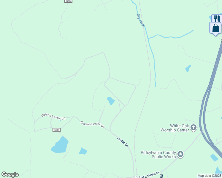 map of restaurants, bars, coffee shops, grocery stores, and more near 865 Lester Lane in Danville