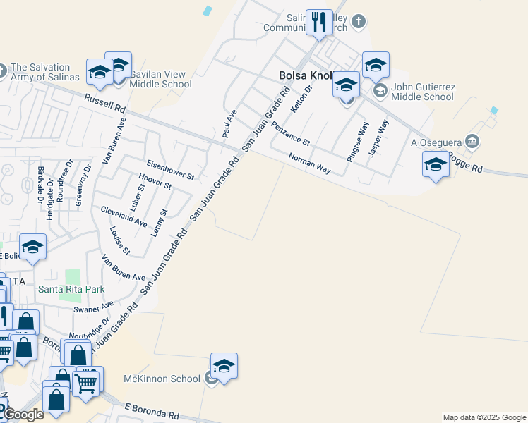 map of restaurants, bars, coffee shops, grocery stores, and more near in Salinas