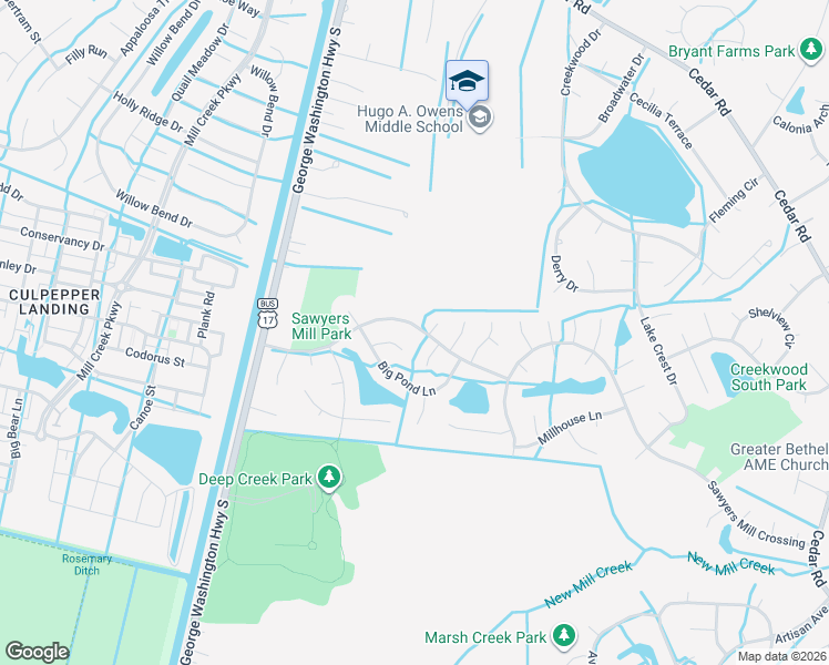 map of restaurants, bars, coffee shops, grocery stores, and more near 2723 Sawyers Arch in Chesapeake