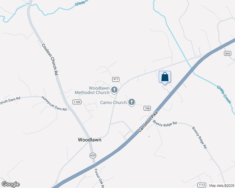 map of restaurants, bars, coffee shops, grocery stores, and more near 883 Woodlawn Road in Woodlawn