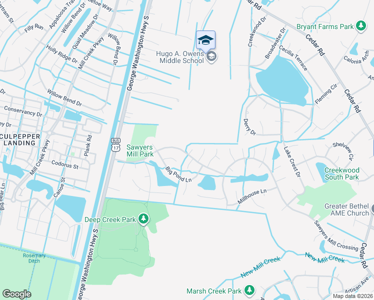 map of restaurants, bars, coffee shops, grocery stores, and more near 2723 Sawyers Arch in Chesapeake