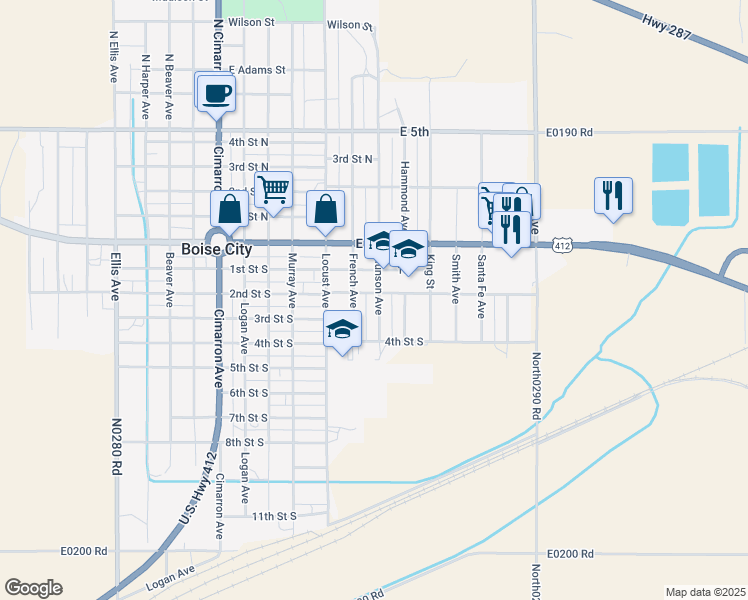 map of restaurants, bars, coffee shops, grocery stores, and more near 309 French Avenue in Boise City