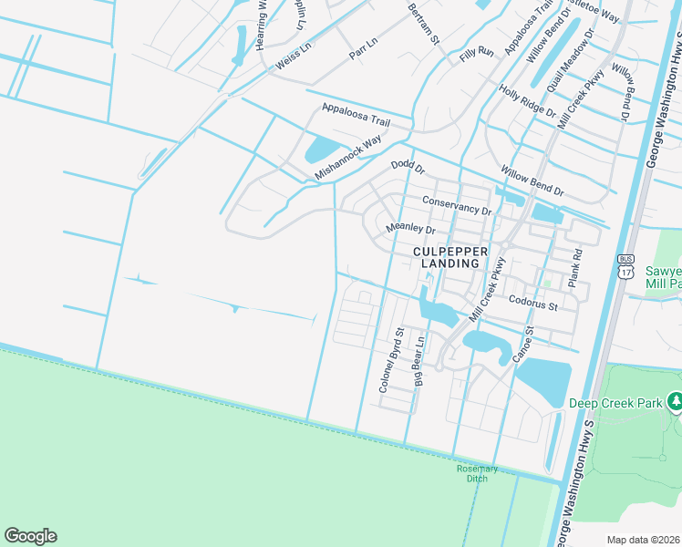map of restaurants, bars, coffee shops, grocery stores, and more near Patrick Henry Drive in Chesapeake