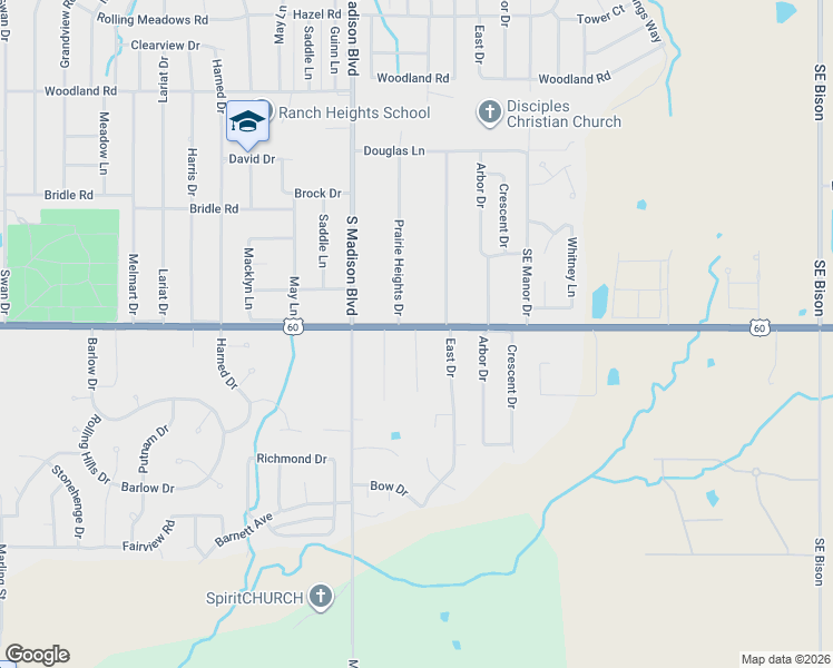 map of restaurants, bars, coffee shops, grocery stores, and more near 1752 Orchard Lane in Bartlesville