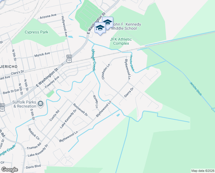 map of restaurants, bars, coffee shops, grocery stores, and more near 1202 David Lane in Suffolk