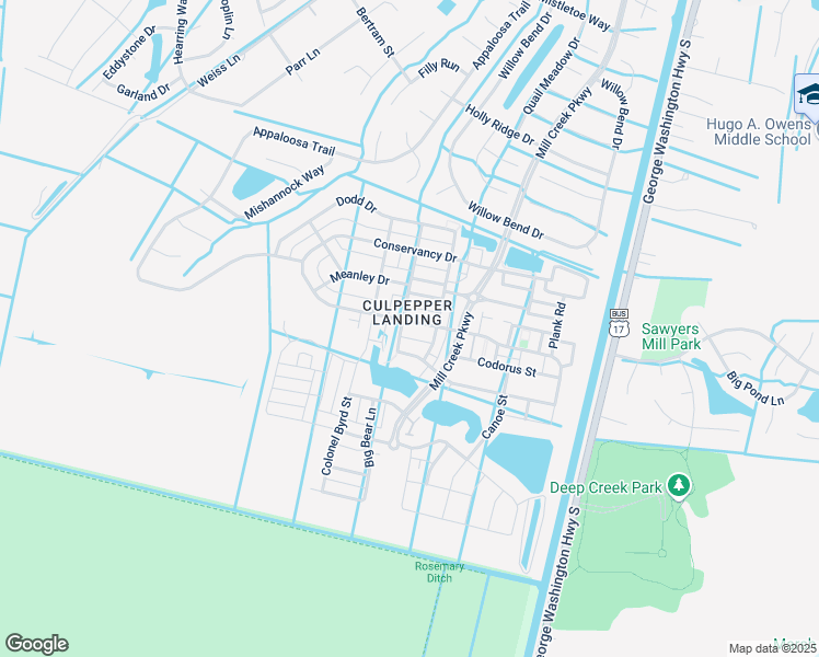 map of restaurants, bars, coffee shops, grocery stores, and more near 3225 Patrick Henry Drive in Chesapeake