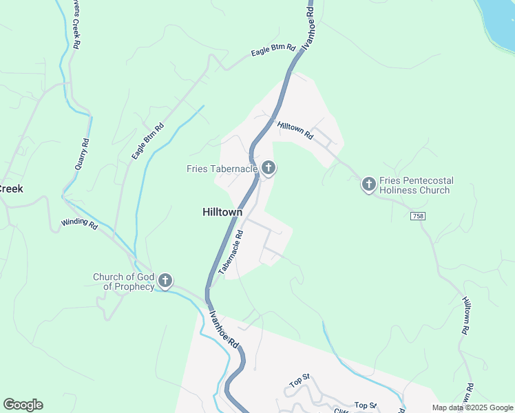 map of restaurants, bars, coffee shops, grocery stores, and more near 352 Tabernacle Road in Fries