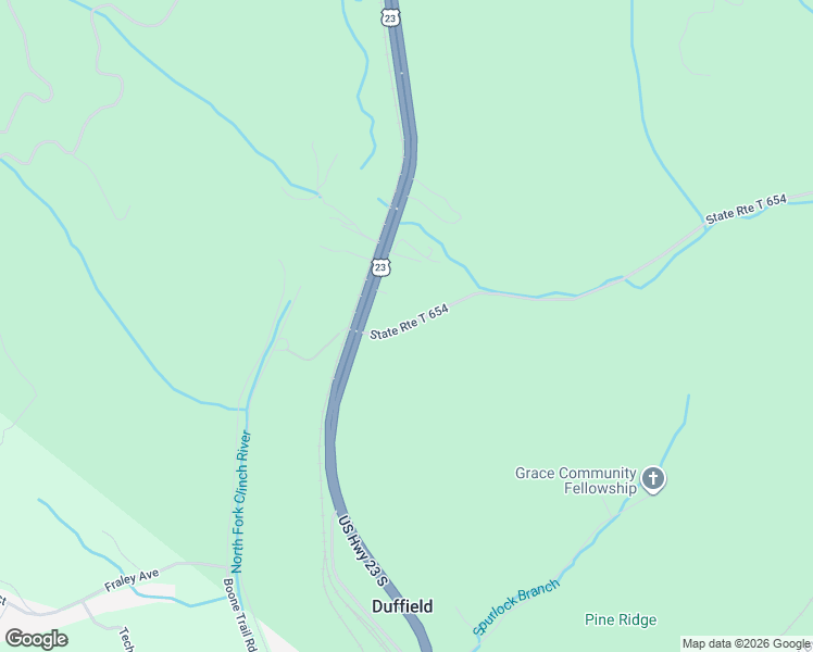 map of restaurants, bars, coffee shops, grocery stores, and more near State Route T 654 in Duffield