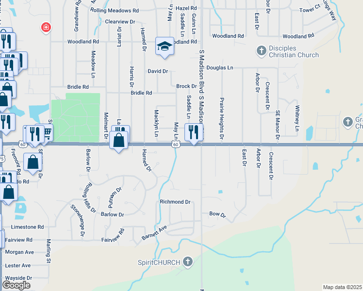 map of restaurants, bars, coffee shops, grocery stores, and more near 5259 Nowata Road in Bartlesville