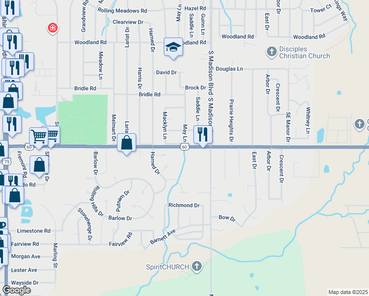 map of restaurants, bars, coffee shops, grocery stores, and more near 5259 Nowata Road in Bartlesville