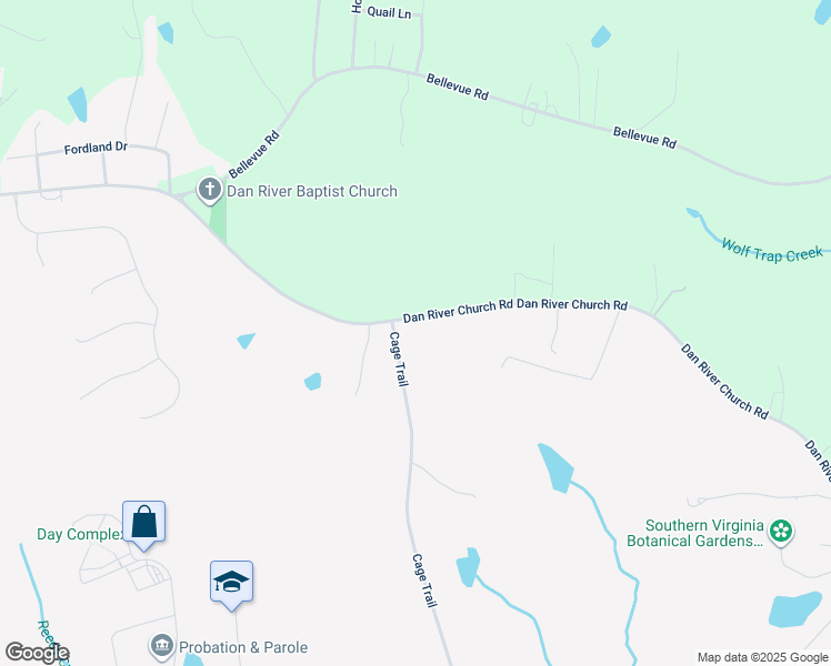 map of restaurants, bars, coffee shops, grocery stores, and more near 2112 Dan River Church Road in South Boston