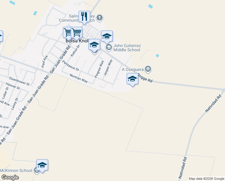 map of restaurants, bars, coffee shops, grocery stores, and more near 13035 Jade Circle in Salinas