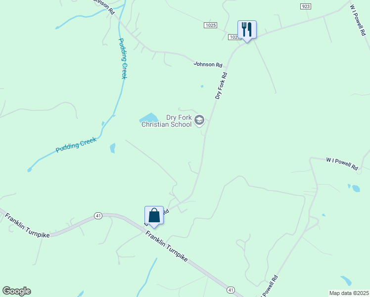 map of restaurants, bars, coffee shops, grocery stores, and more near 6960 Dry Fork Road in Dry Fork