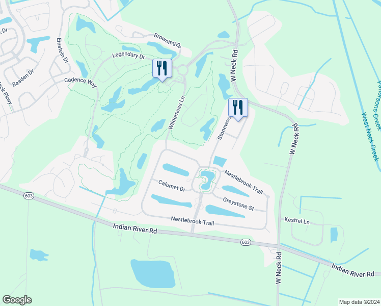 map of restaurants, bars, coffee shops, grocery stores, and more near 2784 Nestlebrook Trail in Virginia Beach
