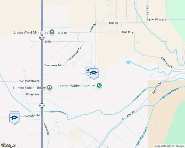 map of restaurants, bars, coffee shops, grocery stores, and more near 42 Sage Brush Road in Questa