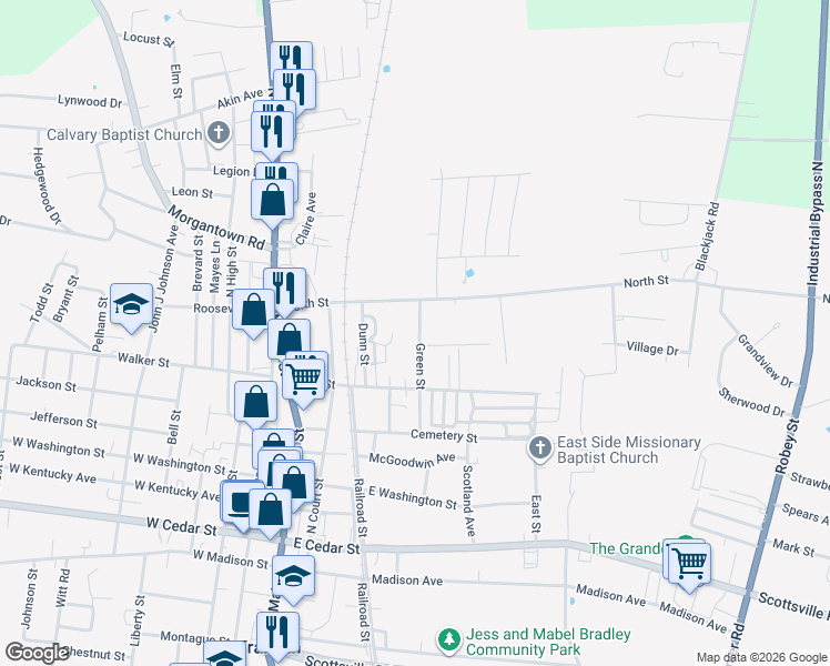 map of restaurants, bars, coffee shops, grocery stores, and more near in Franklin