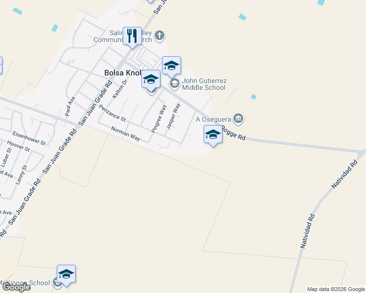 map of restaurants, bars, coffee shops, grocery stores, and more near 13015 Jade Drive in Salinas