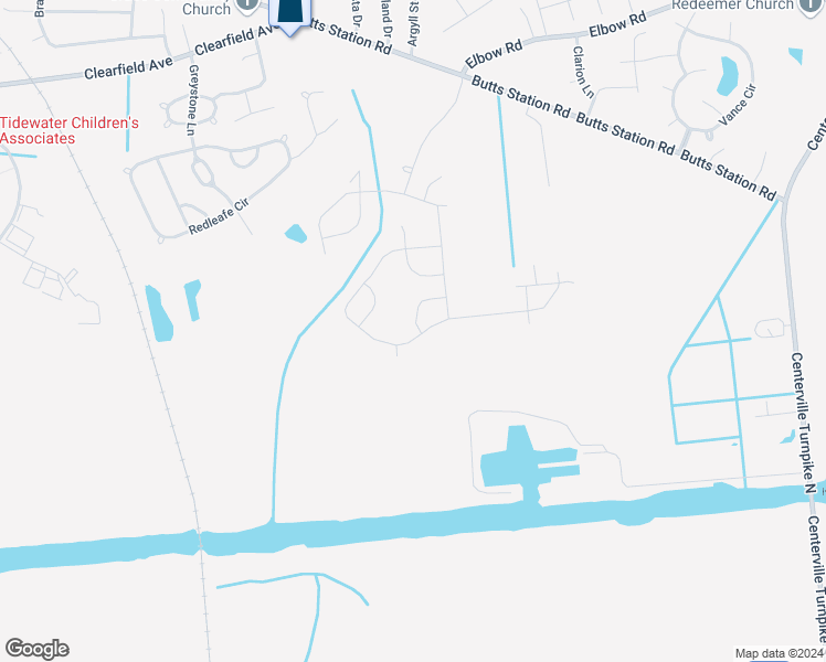 map of restaurants, bars, coffee shops, grocery stores, and more near 1310 Auburn Hill Drive in Chesapeake