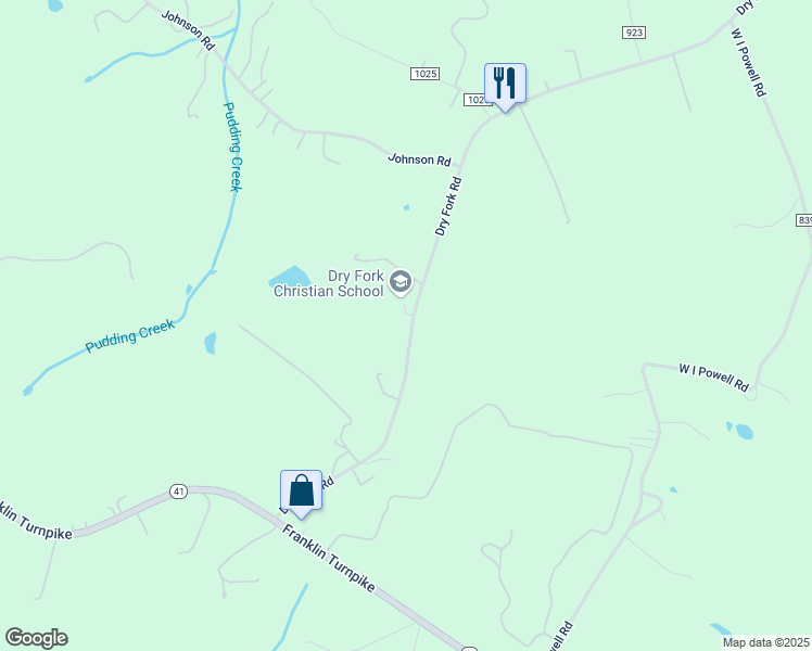map of restaurants, bars, coffee shops, grocery stores, and more near 6960 Dry Fork Road in Dry Fork
