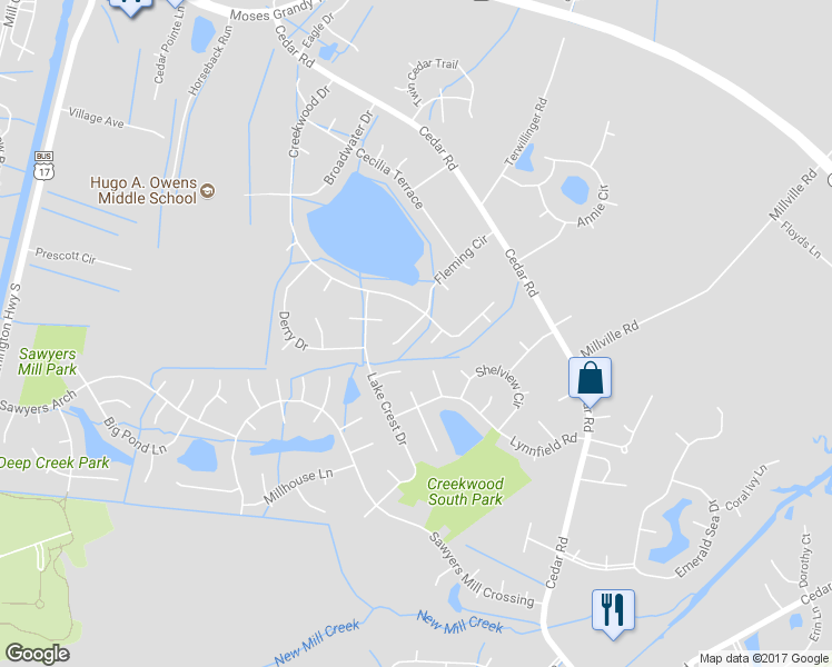 map of restaurants, bars, coffee shops, grocery stores, and more near 429 Fleming Circle in Chesapeake