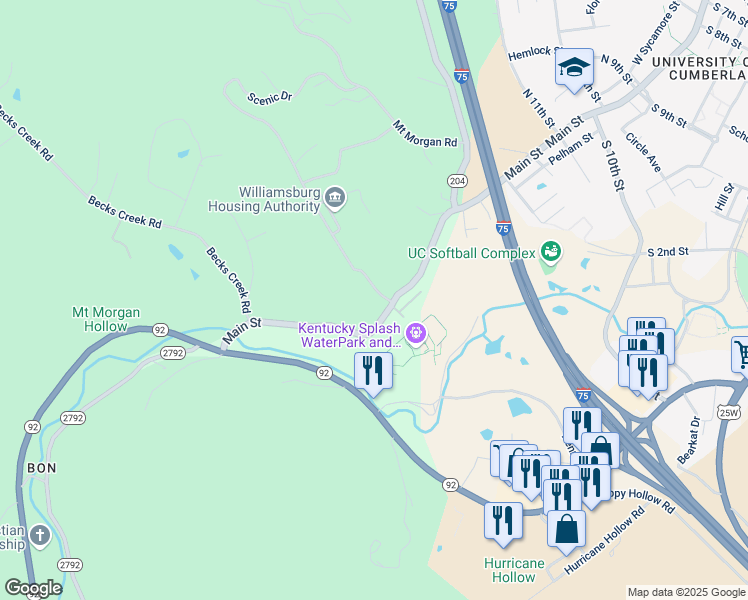map of restaurants, bars, coffee shops, grocery stores, and more near 186 Brush Arbor Church Road in Williamsburg