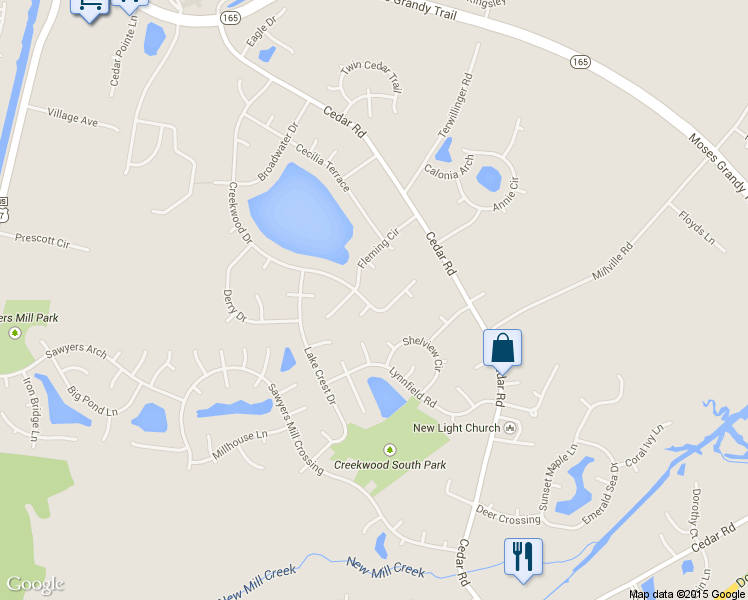 map of restaurants, bars, coffee shops, grocery stores, and more near 709 Creekwood Dr in Chesapeake